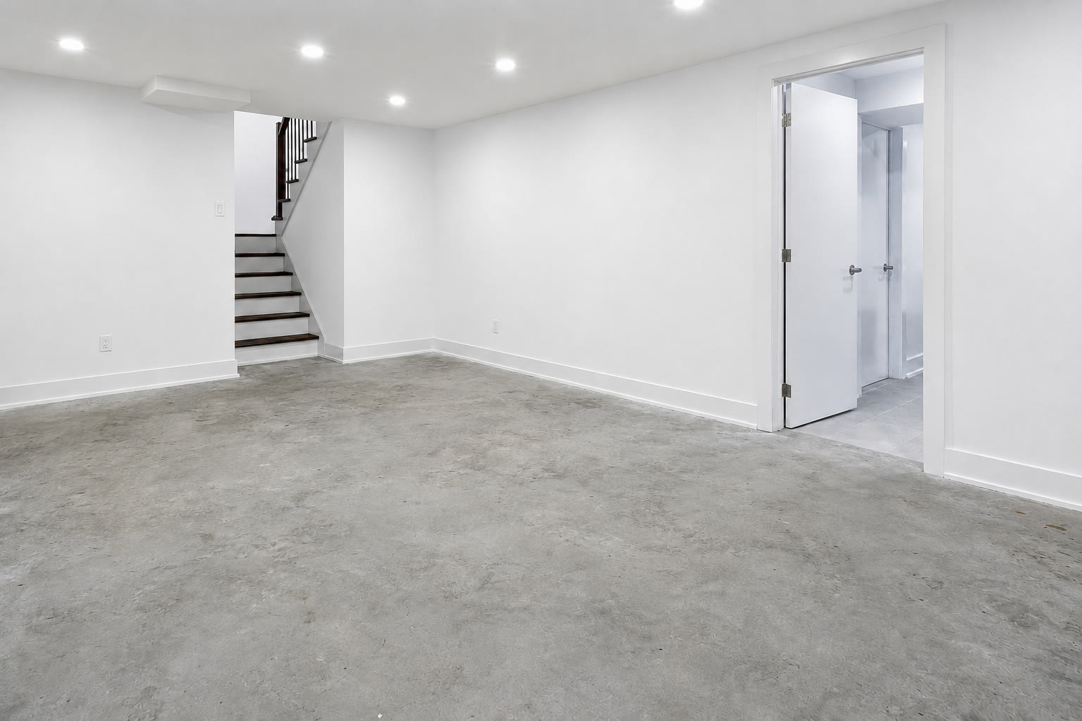 Basement vinyl flooring before
